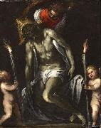 PALMA GIOVANE Christ supported by two cherubs supporting a Cero oil